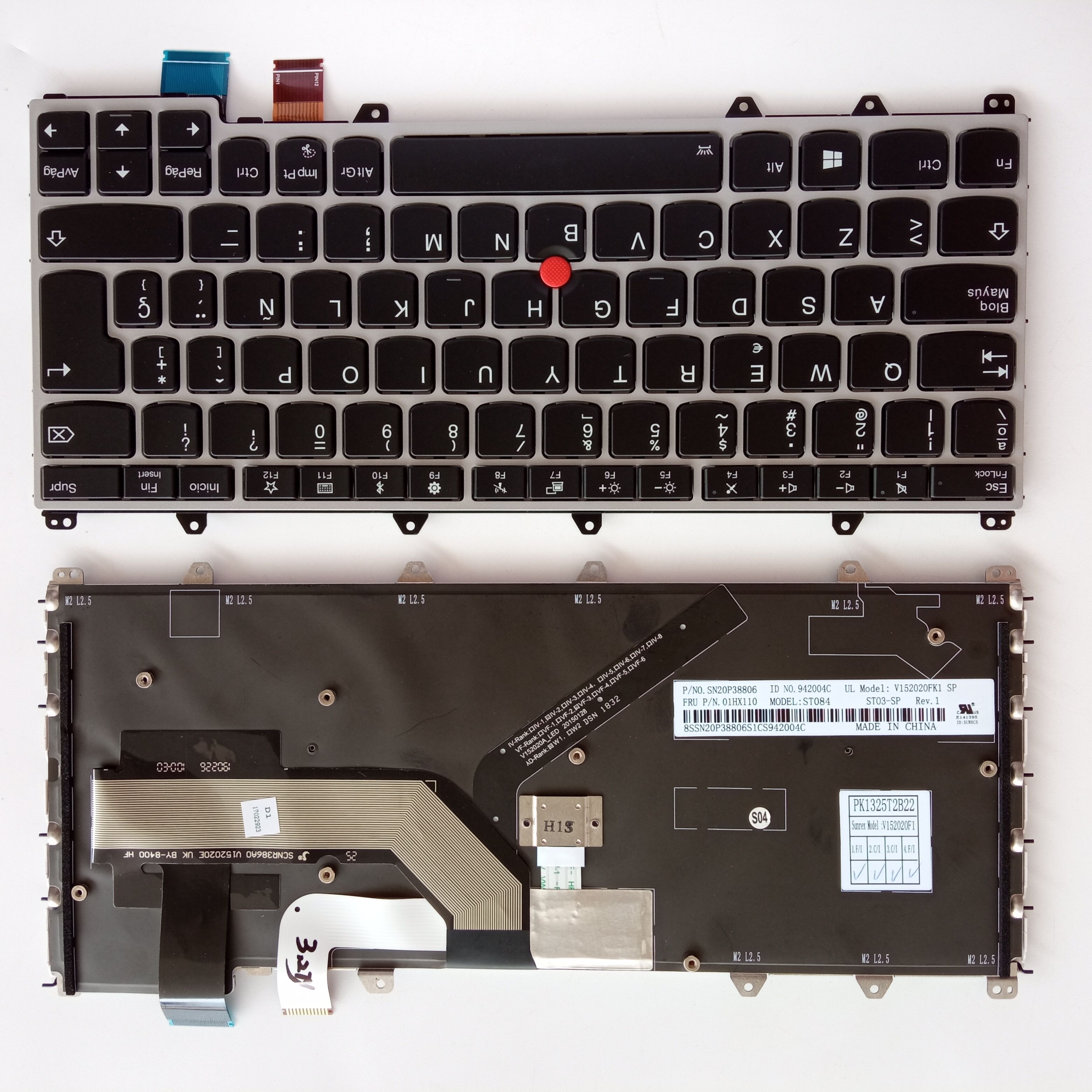 Picture of New Replacement Laptop Keyboard For IBM YOGA370 SILVER FRAME BLACK With Point Backlit Sp Layout